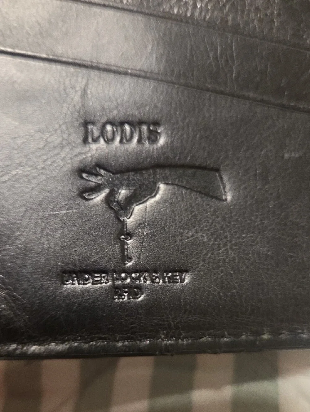 Lodis Black Leather Envelope Snap Wallet with Cream Stitching